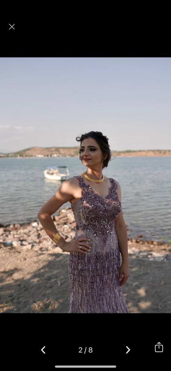 Lavanta Rengi El işçiliği İthal Abiye - Görsel 2