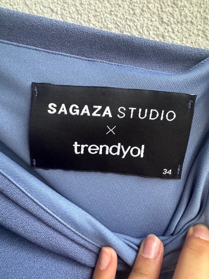 Askılı Drapeli Hamile Tulum - Mavi - Görsel 3