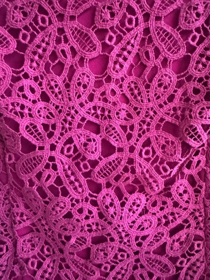 Bordo Dantel İşlemeli Midi Elbise - Görsel 2