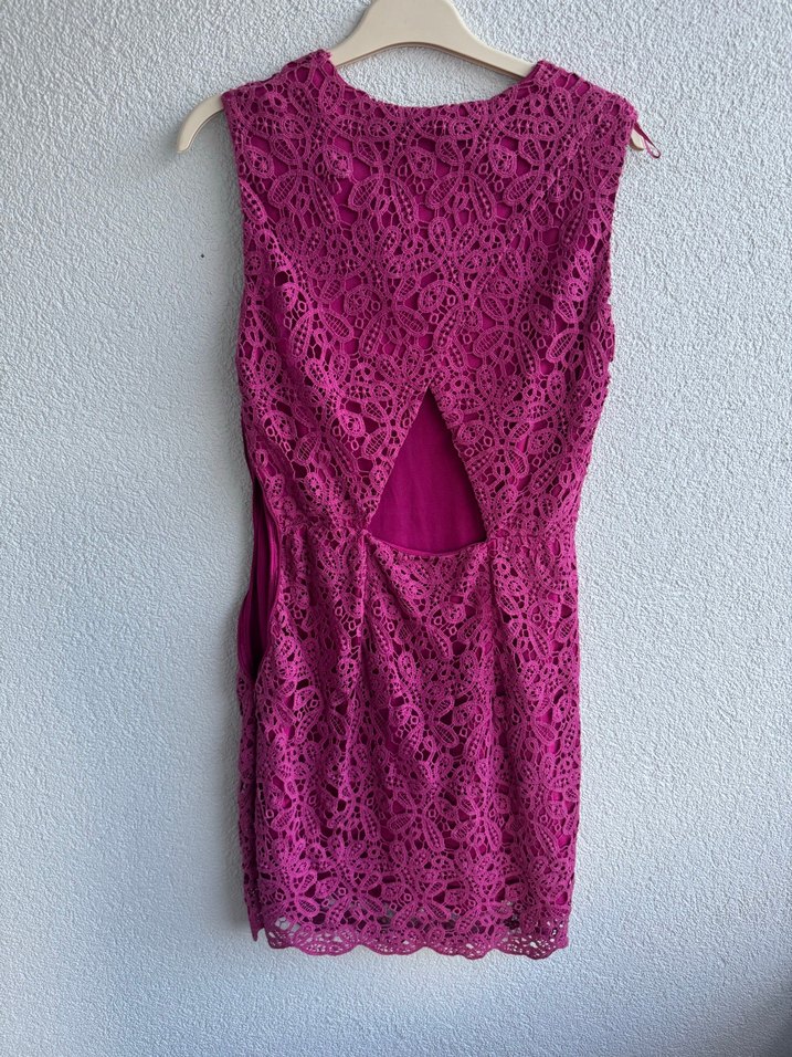 Bordo Dantel İşlemeli Midi Elbise - Görsel 4