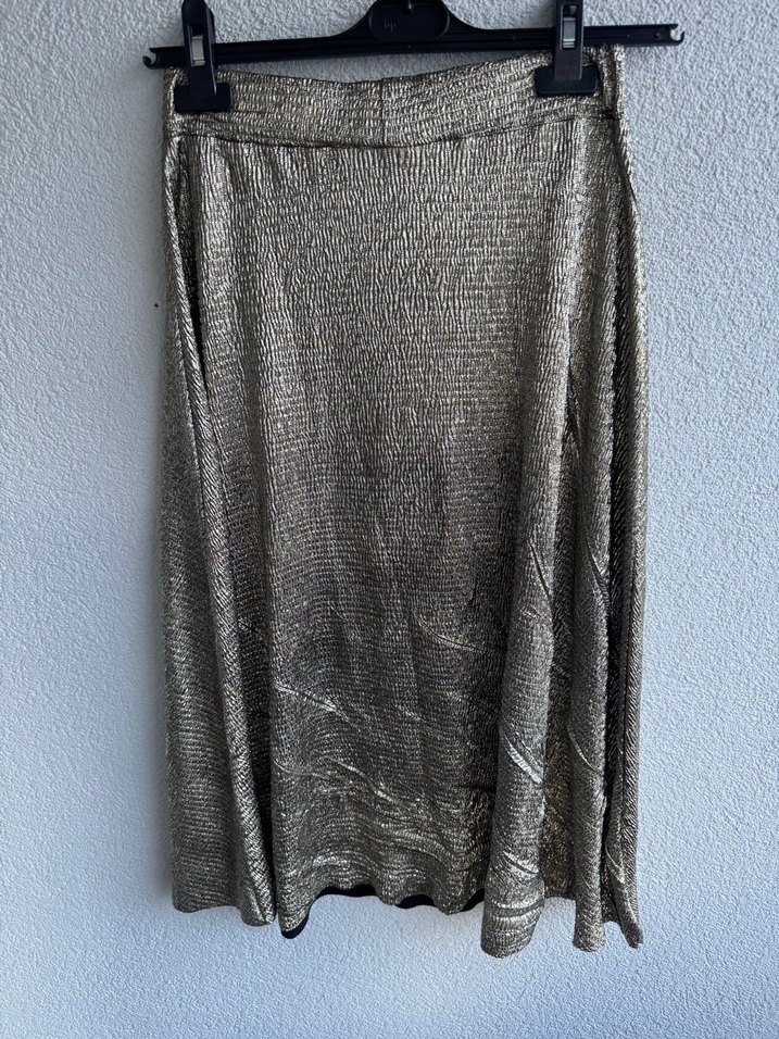 Gri Yılan Desenli Pilili Uzun Etek - Görsel 4