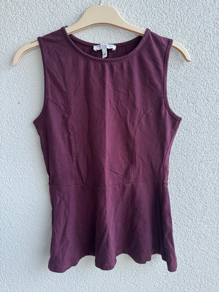 Bordo Kolsuz V Yaka Keten Bluz - Görsel 2