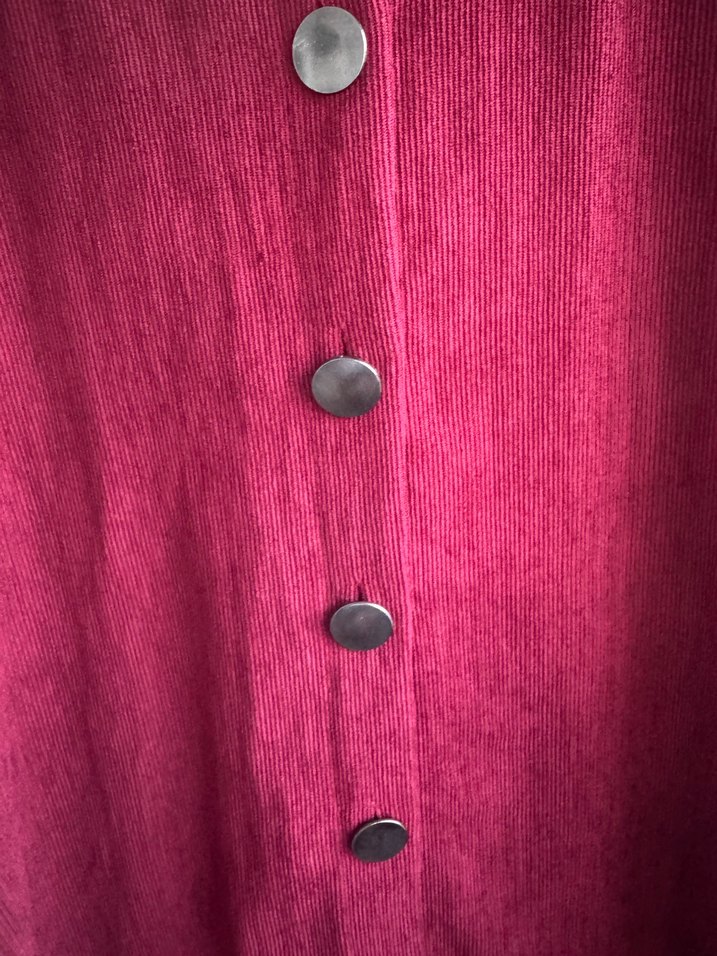 Düğmeli Bordo Uzun Keten Etek - Görsel 2