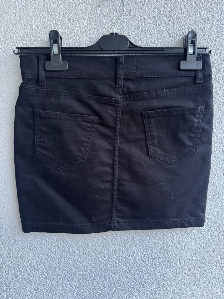 Siyah Kot Mini Etek Kemerli - Görsel 2