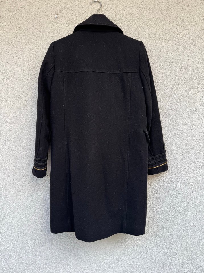 Düğmeli Siyah Uzun Kaban - Görsel 5