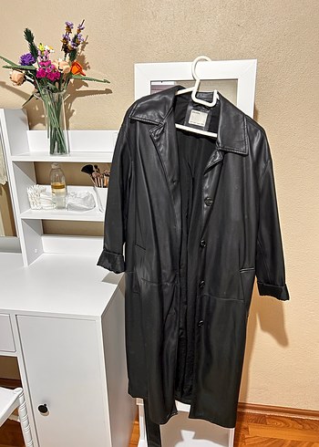 s Beden siyah Renk Bershka deri trençkot