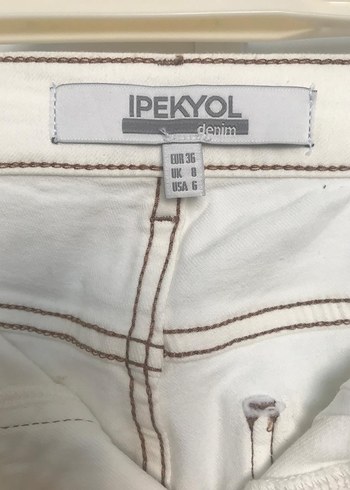 36 Beden Beyaz Regular Fit Denim Kadın Jean