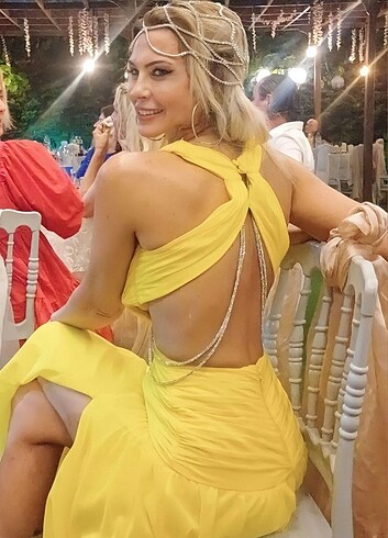 Abiye sarı elbise 