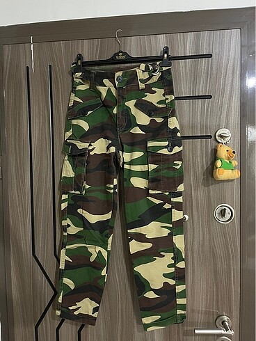 Kamuflaj kargo cep pantalon