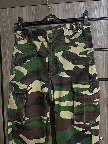 s Beden Kamuflaj kargo cep pantalon