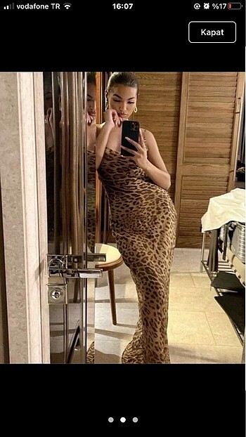 s Beden leopar elbise