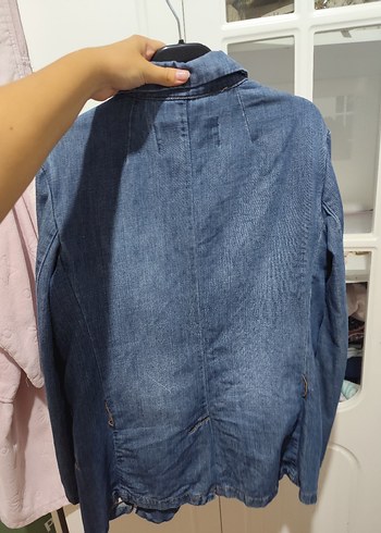 Mango Kadın Mavi Denim Ceket, Düğmeli, Salaş Kesim