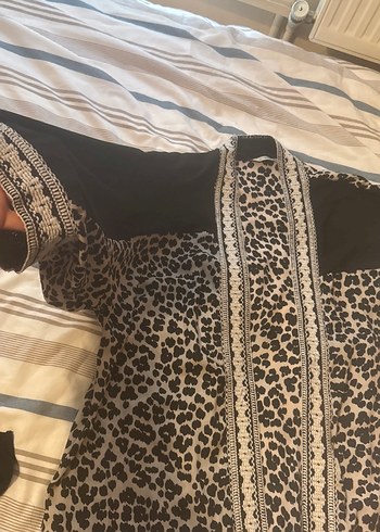 Siyah Yılan Desenli Uzun Kadın Kimono - Görsel 2