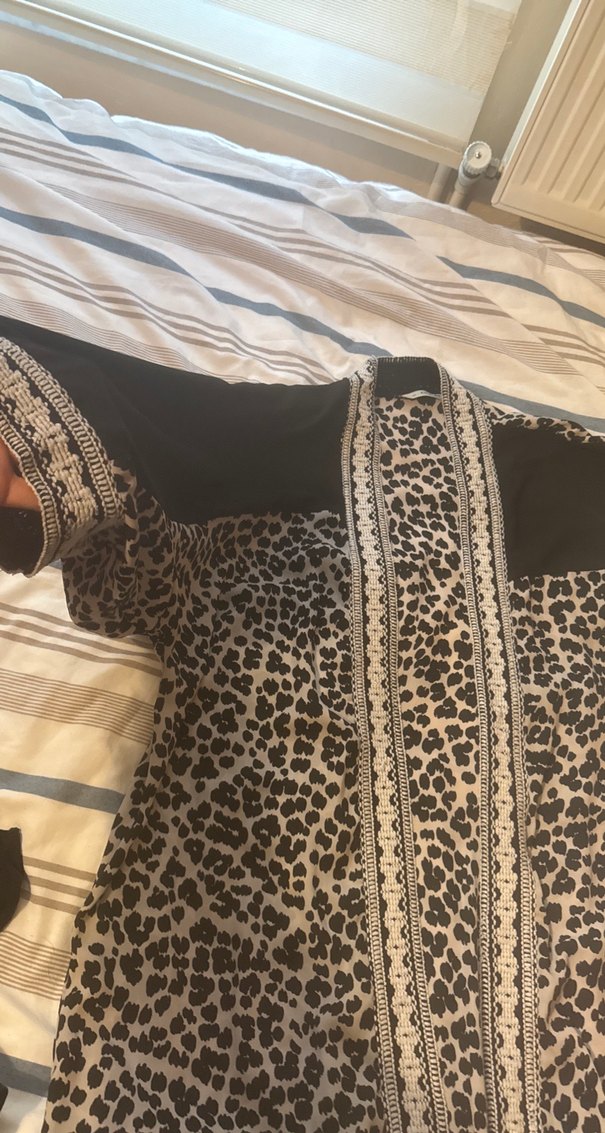 Siyah Yılan Desenli Uzun Kadın Kimono - Görsel 2