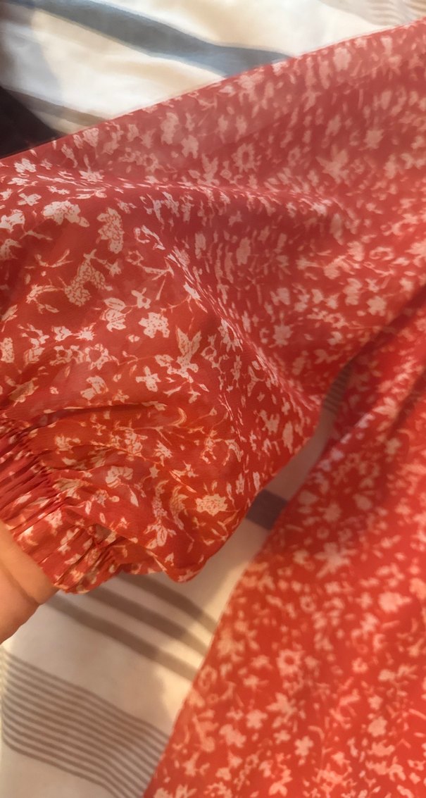 Turuncu şifon Bohem Uzun Kollu Kadın Bluz şifon kollu - Görsel 3