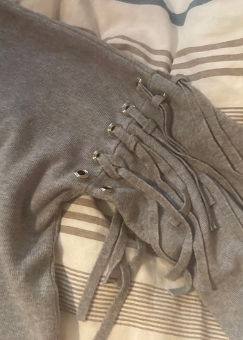 Gri Bohem Salaş Örgü Kadın Kazak - Görsel 3