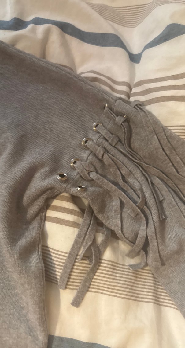 Gri Bohem Salaş Örgü Kadın Kazak - Görsel 3