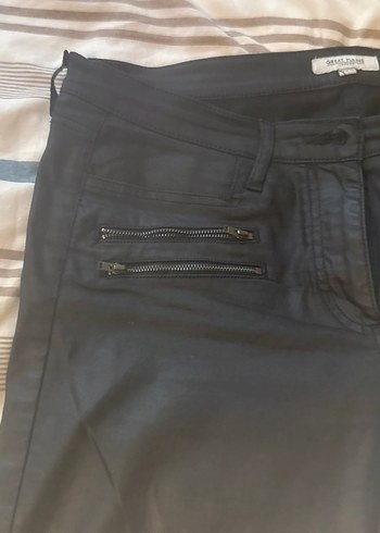 Deri Görünümlü lacivert Kadın Pantolon - Görsel 2