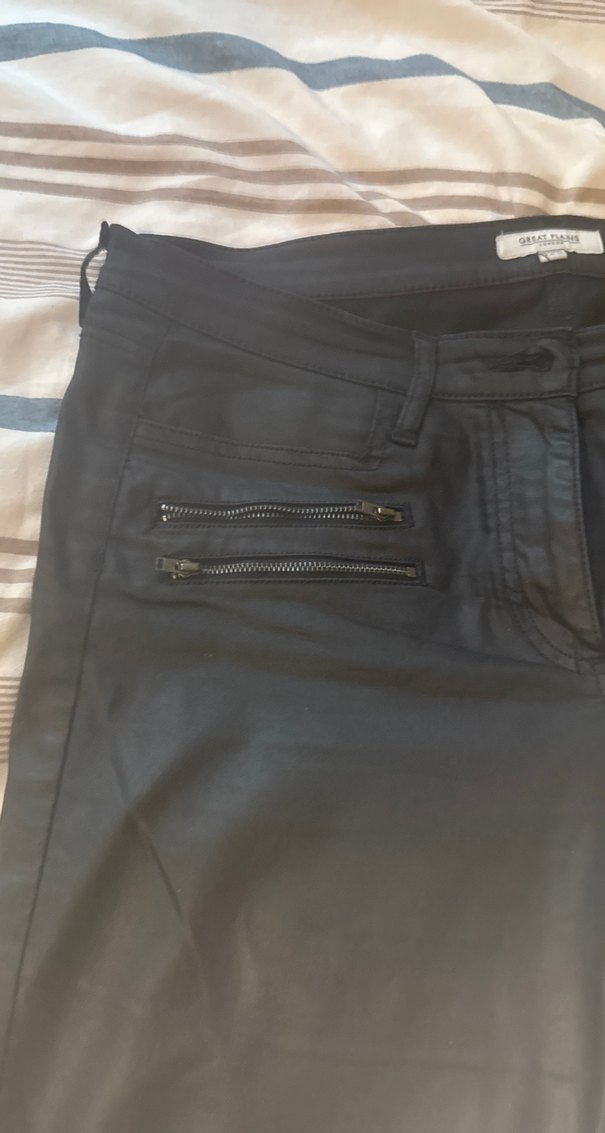 Deri Görünümlü lacivert Kadın Pantolon - Görsel 2