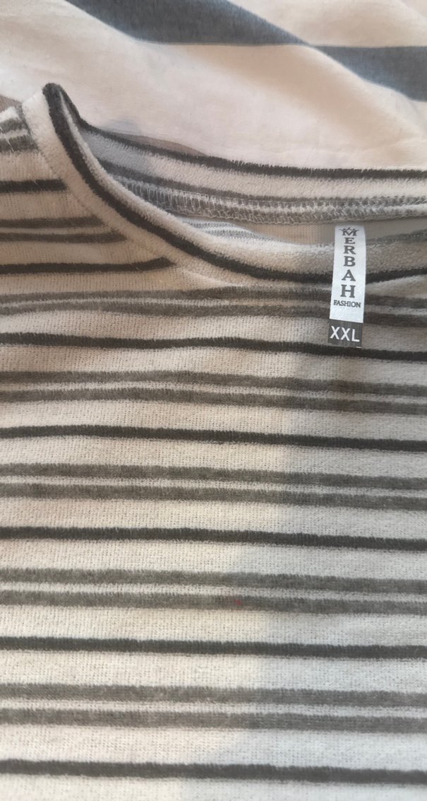 Gri Çizgili Uzun Kollu Kadın Gömlek - Görsel 3