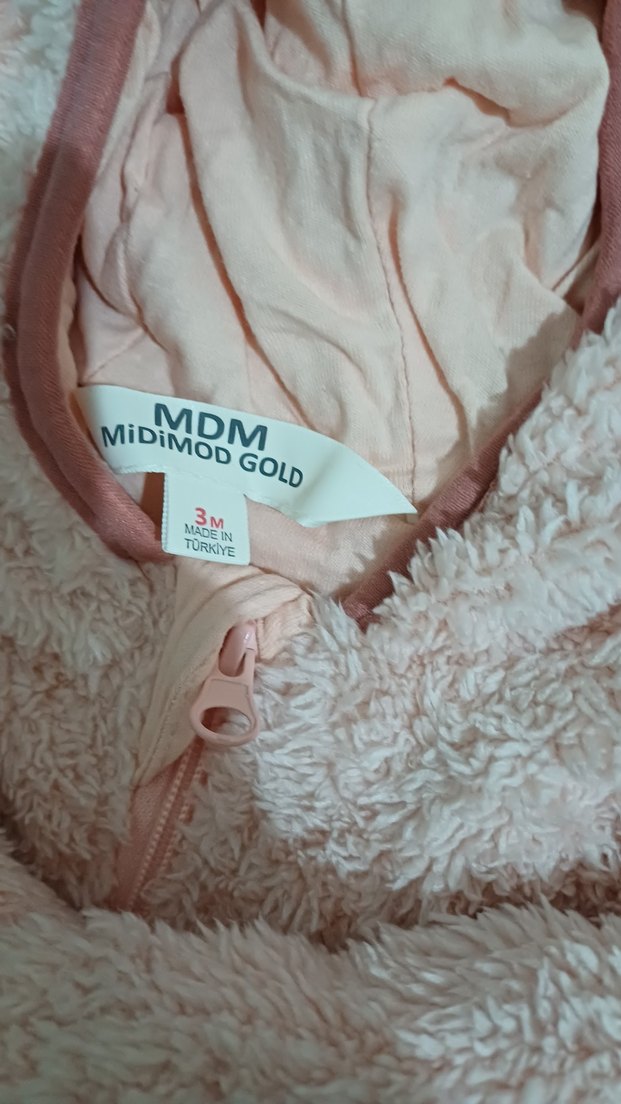 Kapüşonlu Pembe Bebek Kız Tulumu - Görsel 2