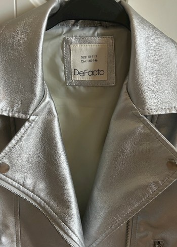 Defacto Gri Deri Biker Ceket Kız Çocuk 10-11 yaş