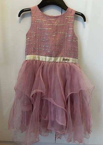 Pembe Kız Çocuk Barbie Fırfırlı Elbise 7-8 yaş