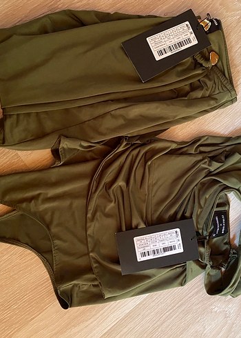 Drapeli Haki Renk Kadın Mayo - Görsel 2