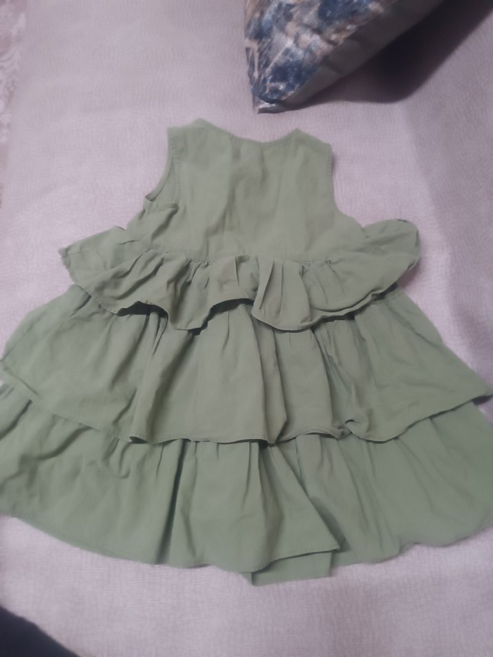 Kız Çocuk Fırfırlı Kolsuz Keten Elbise lcw - Görsel 3