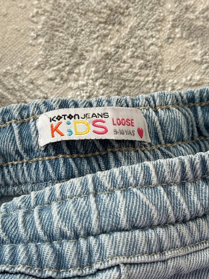 Kız çocuk Mavi Geniş Kesim Midi Jean Pantolon - Görsel 3