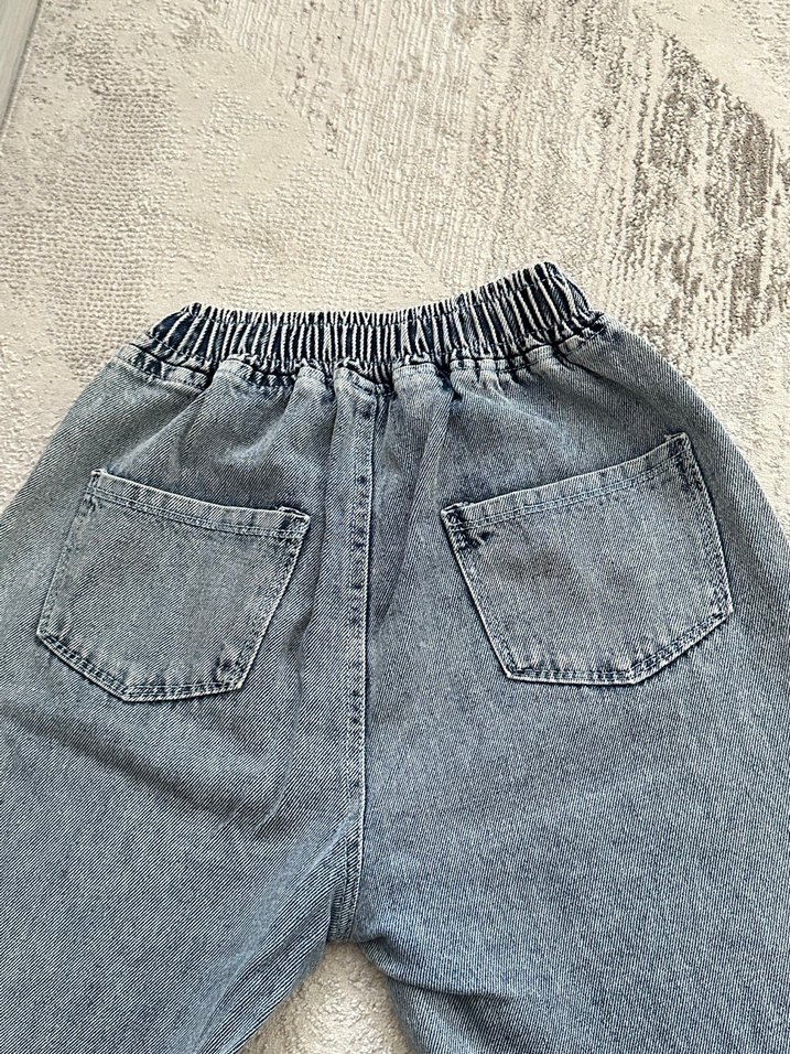 Gri Regular Fit kız çocuk Denim Pantolon - Görsel 3