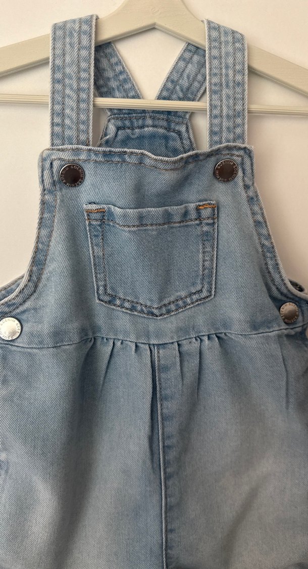 Kız Çocuk Kot Askılı Şort Tulum - Görsel 2