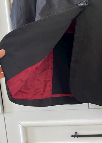s Beden siyah Renk Kadın Siyah Düğmeli Midi Blazer Ceket