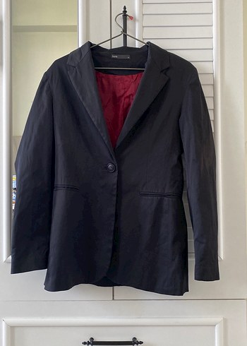 Kadın Siyah Düğmeli Midi Blazer Ceket