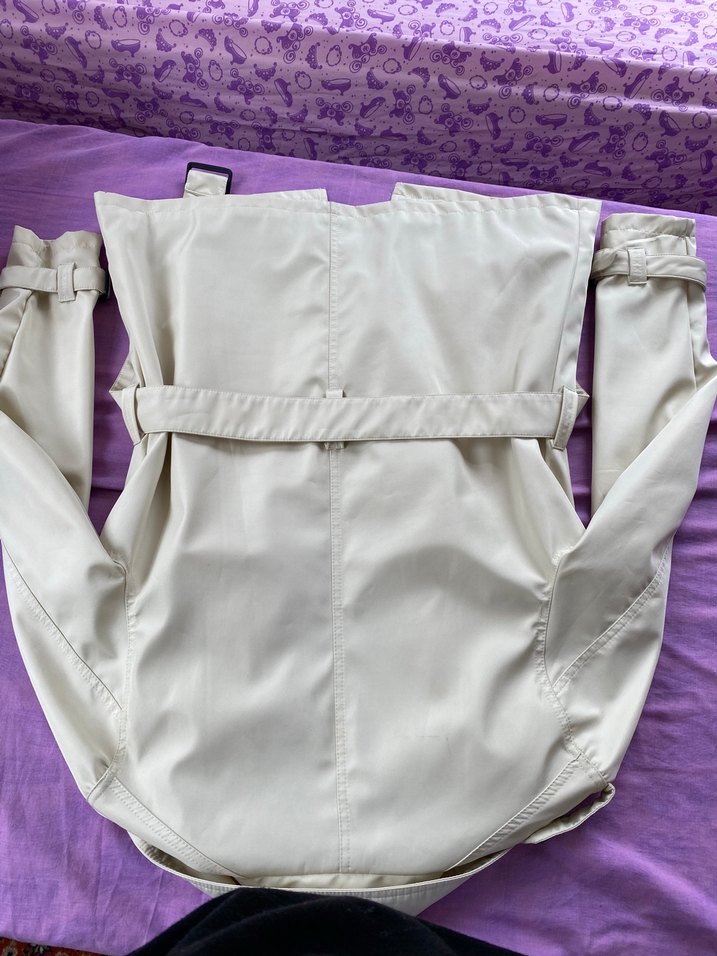 Düğmeli Beyaz Midi Kadın Trençkot - Görsel 2