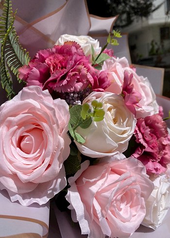 Pembe Dantelli Çiçek Buketi cansız - Görsel 6