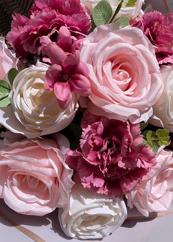 Pembe Dantelli Çiçek Buketi cansız - Görsel 5