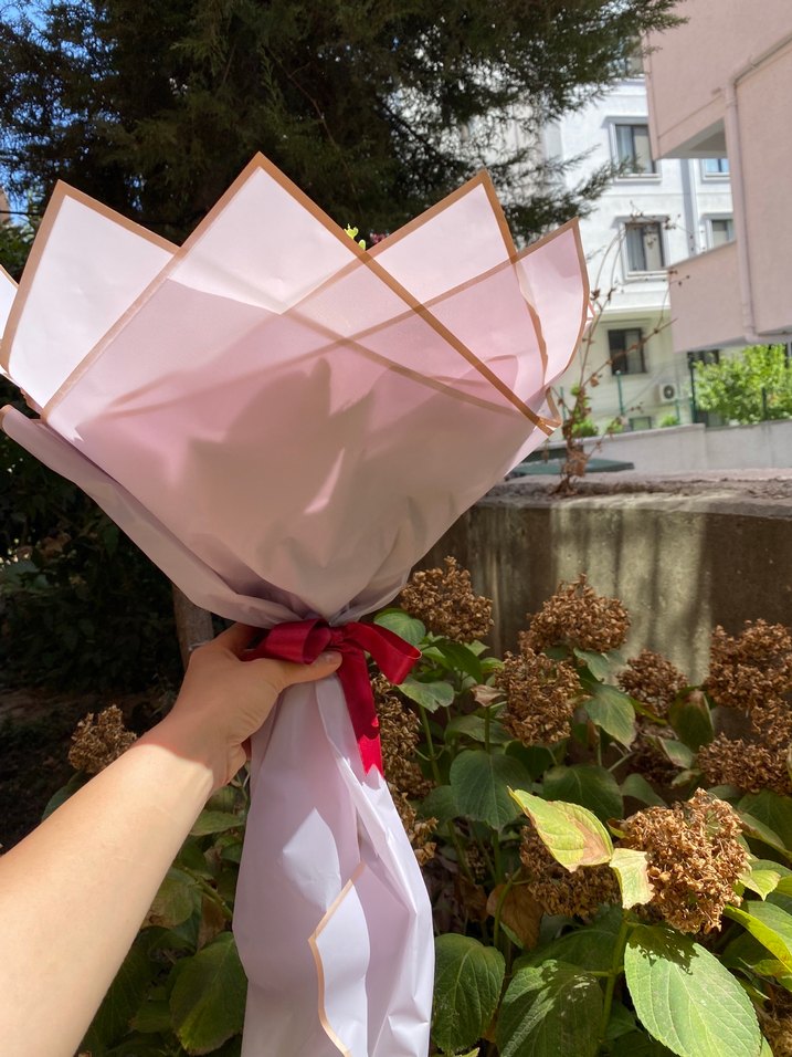 Pembe Dantelli Çiçek Buketi cansız - Görsel 3