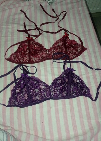 2li Nakışlı Gotik Mor ve Bordo Sütyen