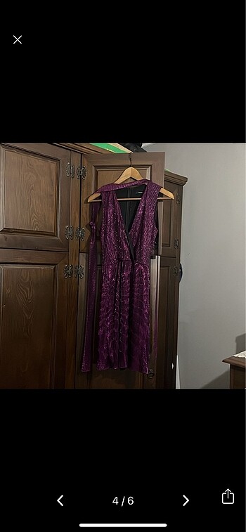 Simli mor trendyol kısa elbise kadın - Görsel 4