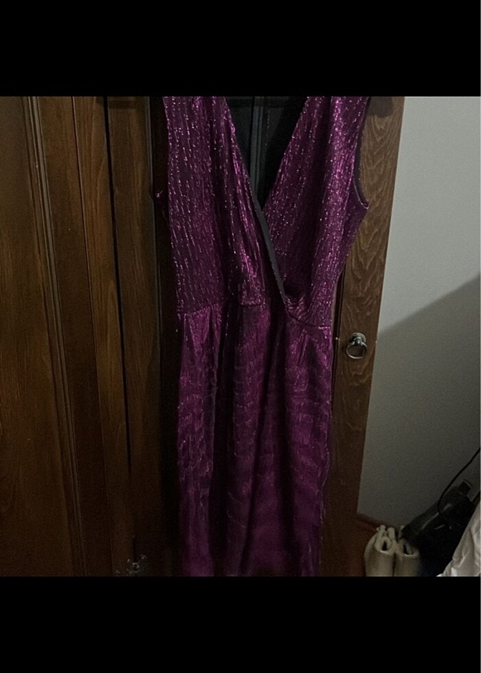 Simli mor trendyol kısa elbise kadın - Görsel 2