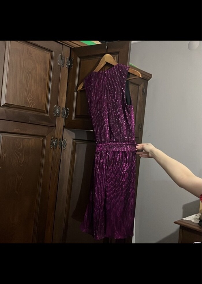 Simli mor trendyol kısa elbise kadın - Görsel 3