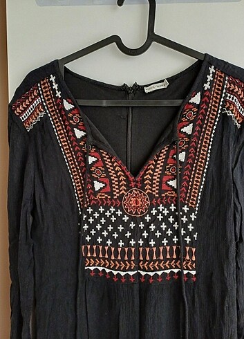 s Beden siyah Renk Bershka işlemeli şort tulum