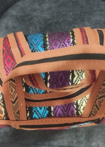 Renkli Bohem Kadın Çanta Fermuarlı iran hasır çanta - Görsel 2