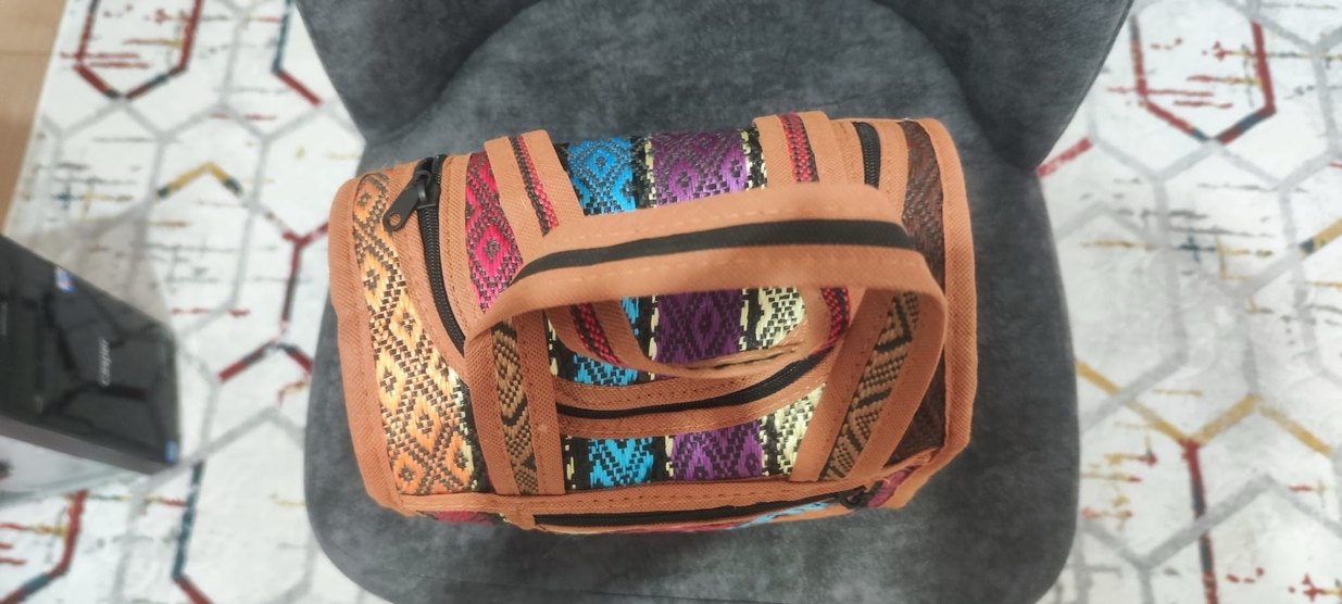 Renkli Bohem Kadın Çanta Fermuarlı iran hasır çanta - Görsel 2