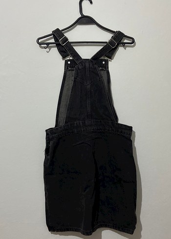 Siyah Bağcıklı Kısa Denim Salopet - Görsel 3