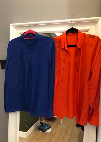 Gömlek- siyah, fuşya, nar çiçeği ve saks mavisi ve nar çiçeği - Görsel 2