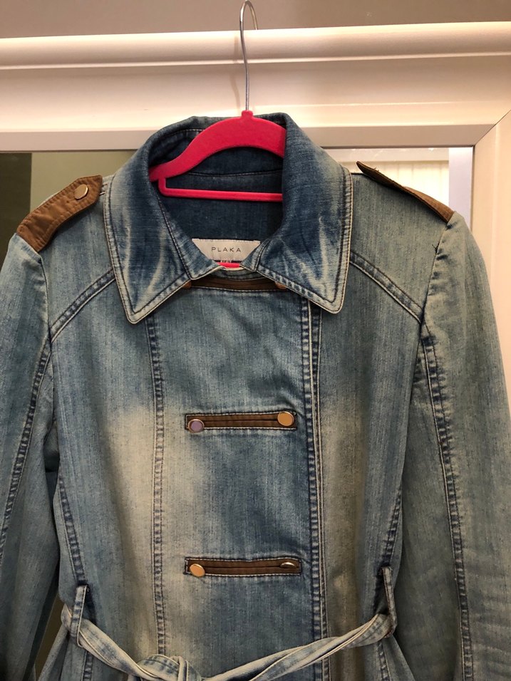 Kemerli Midi Denim Trençkot - Görsel 2