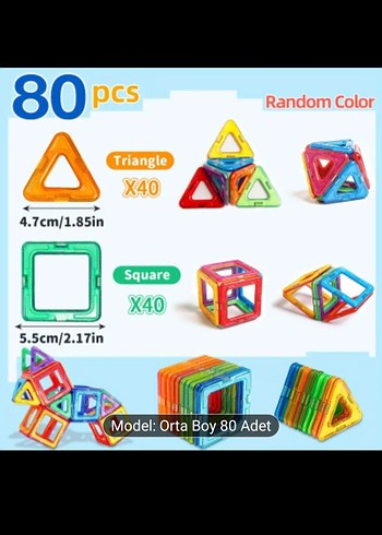 80 Parça Orta Boy Renkli Manyetik Yapboz