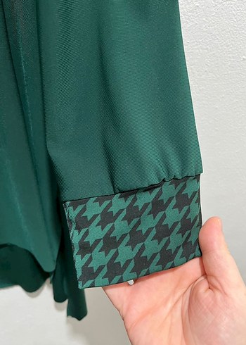 Yeşil Uzun Kollu Salaş Mini Tunik ve Etek - Görsel 5